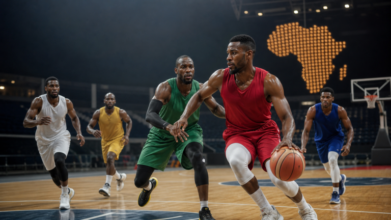 African national basketball players training ahead of World Cup qualifiers